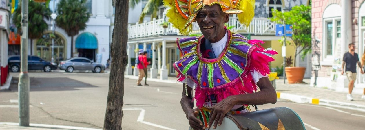 Colorful Junkanoo Performer in Nassau, Bahamas