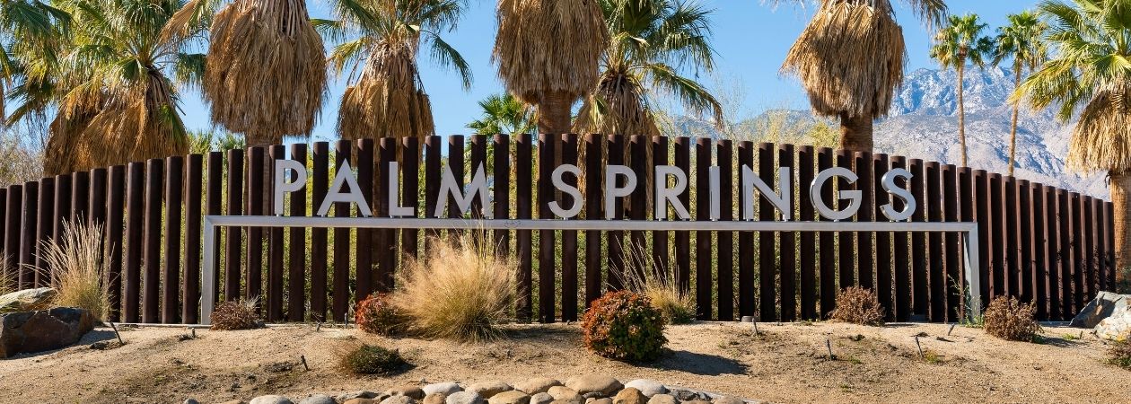 Palm Springs Sign on Gene Autry Trail in Palm Springs, CA