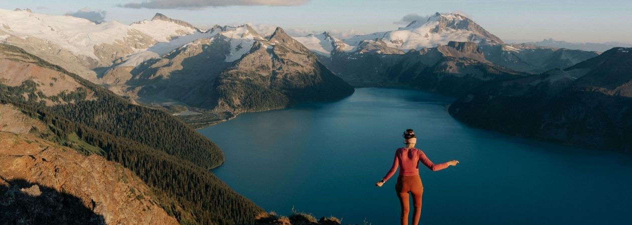Person Overlooking Garibaldi Lake in Whistler, Canada