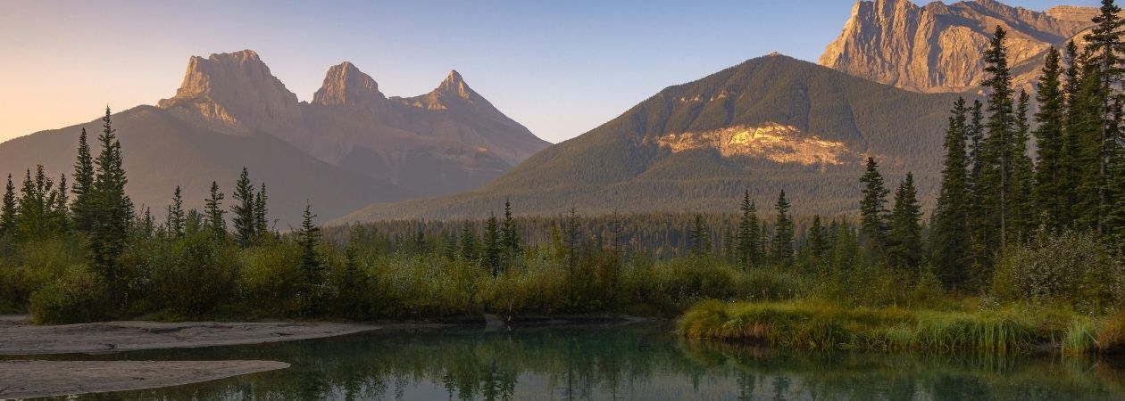Serene Sunrise at Three Sisters in Alberta, Canada
