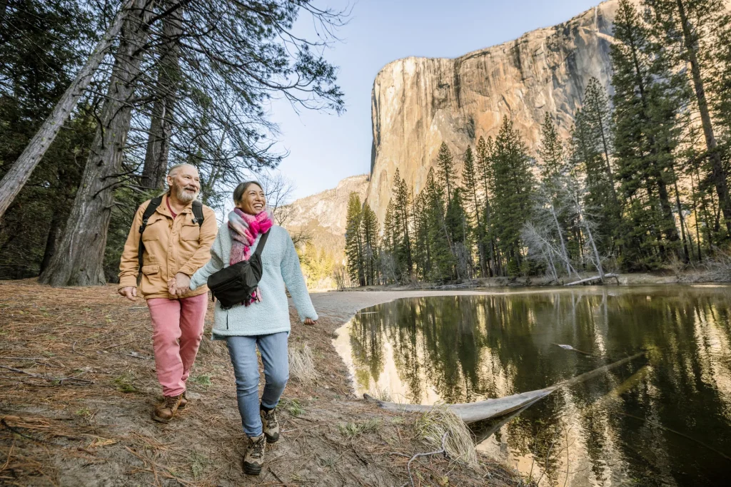 Hiking near El Capitan in Winter Credit Yosemite Mariposa County Tourism Bureau